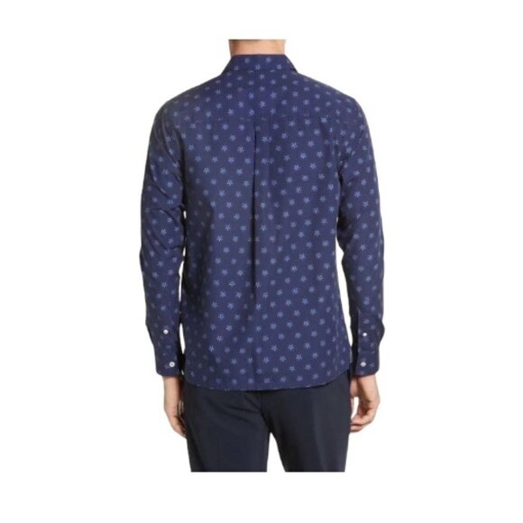 Ted Baker Mens Navy Blue Floral Collared Slim Fit Button Up Shirt Sz 2XL New - Picture 4 of 12